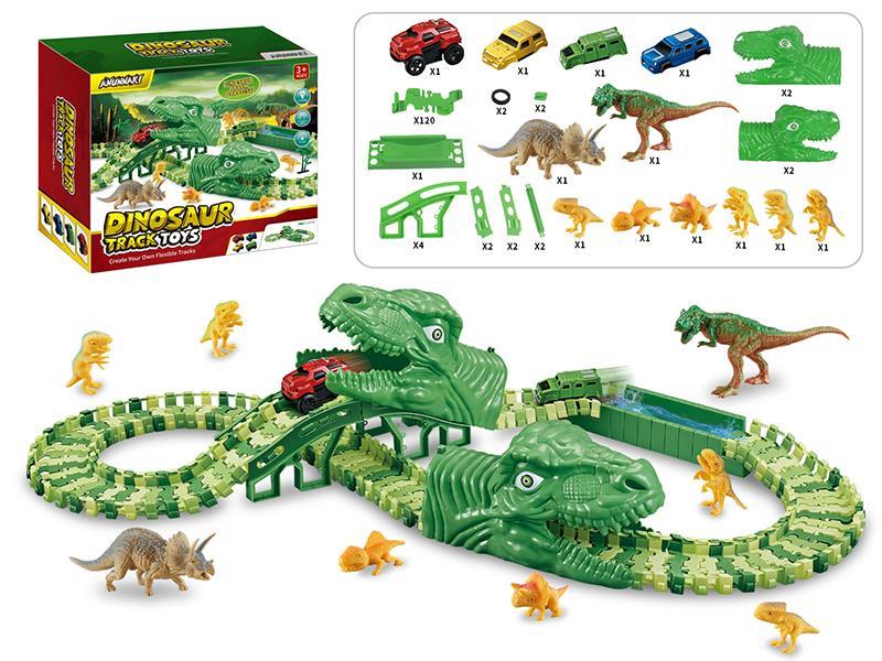 Green Dinosaur DIY Track Electric Car 151pcs