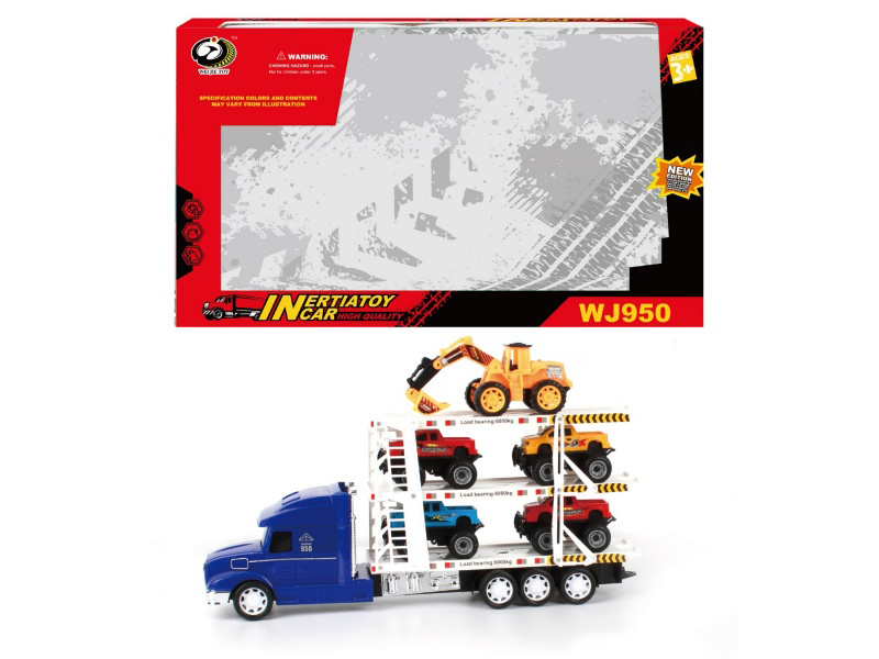 Friction Tow Truck Tows 4 Pickup Trucks +1 Engineering Truck