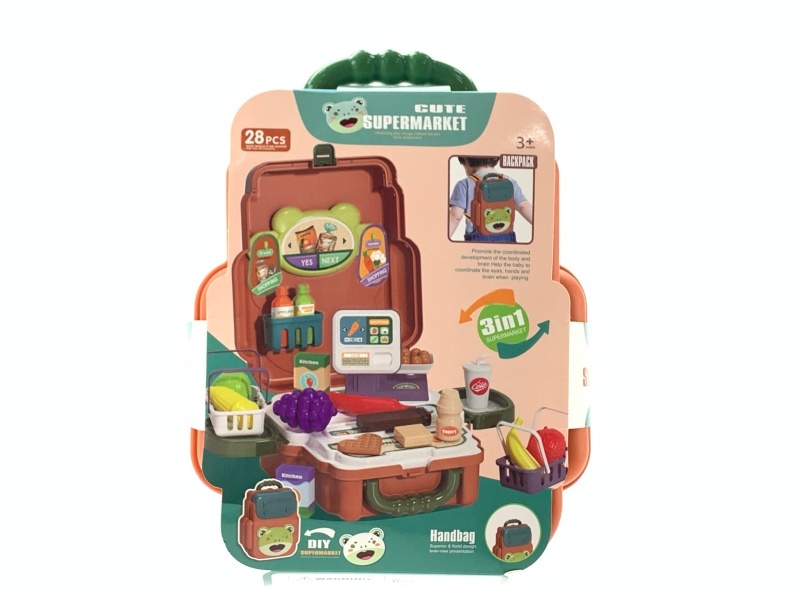 Household Play Toys Supermarket Three-In-One Cartoon Schoolbag