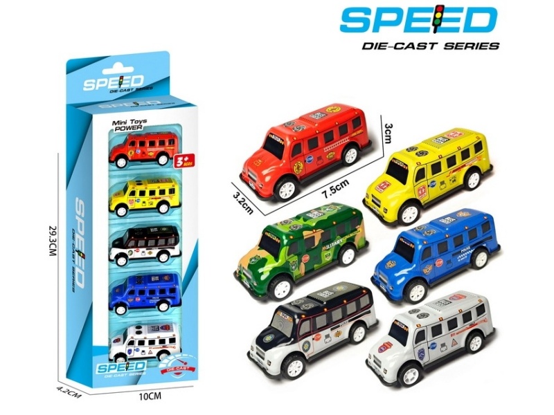 Pull Back Iron Bus 5pcs