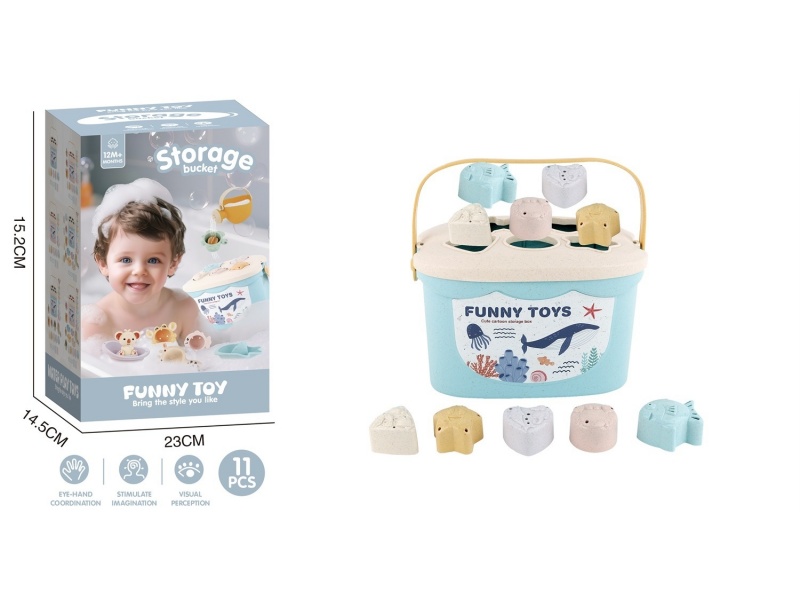 Wheat Pole Bathroom Building Block Storage Bucket Set