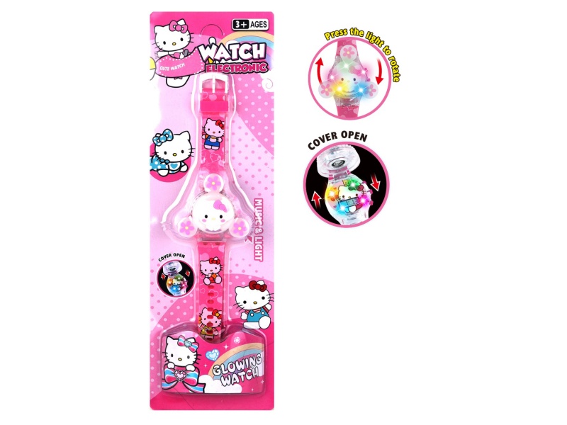 Three Head Kt Cat Rotating Light Music Watch