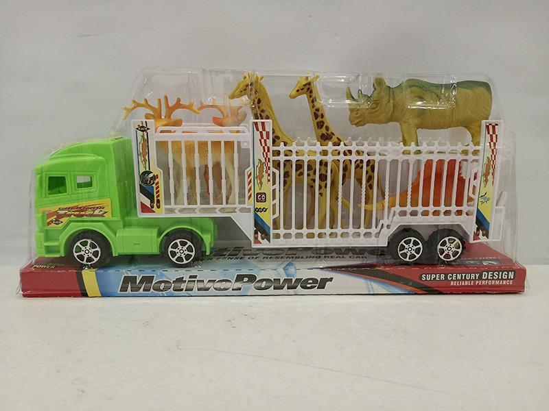 Double-Decker Transport Truck With 5 Deers,2 Animals