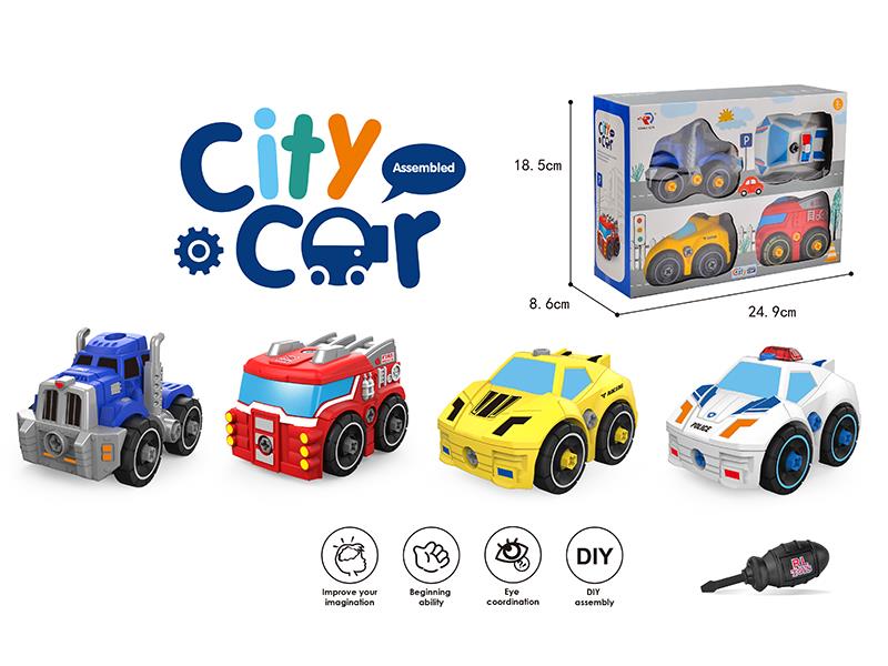 DIY Assembly City Cars 4pcs