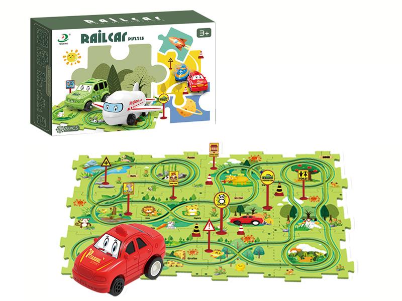 Land Series Electric Car Puzzle Track Toys 25pcs
