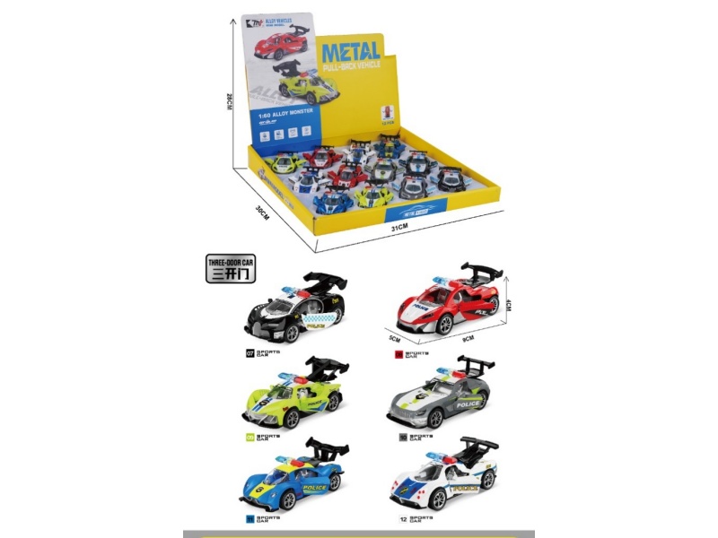 1:60 Alloy Recoil Police Car (12Pcs)