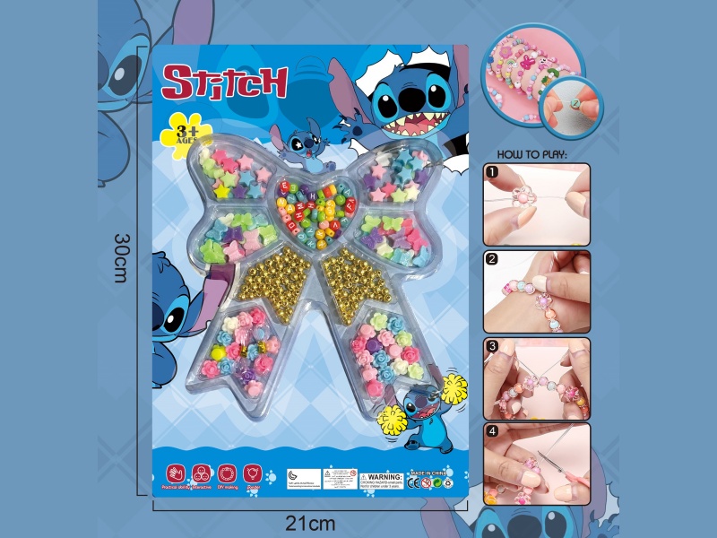 Stitch Diy Beaded Jewelry Bow With Multiple Colored Beaded Ribbons And 2 Threads