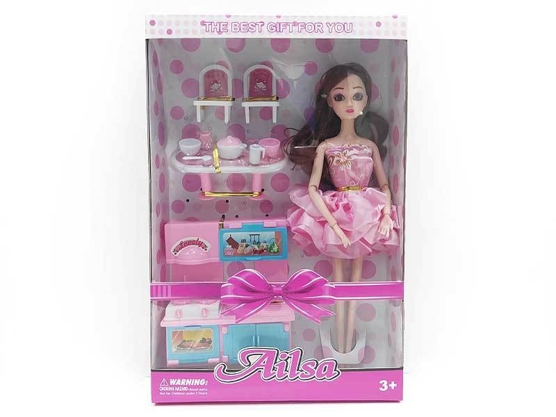 11.5-Inch Solid Body Doll 9-Joint Chair With Kitchen Stove