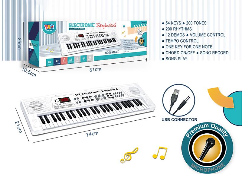 54 Key Multifunctional Electronic Organ With Digital, USB Cable, Microphone(White)