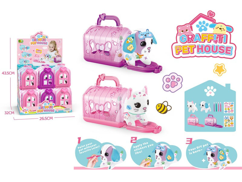 Plush Cat And Dog Painted Pet Cage