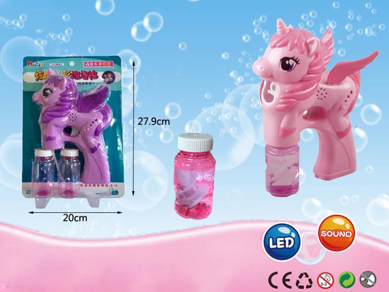 Unicorn Bubble Gun With Light And Music ,2*70ML Bubble Water