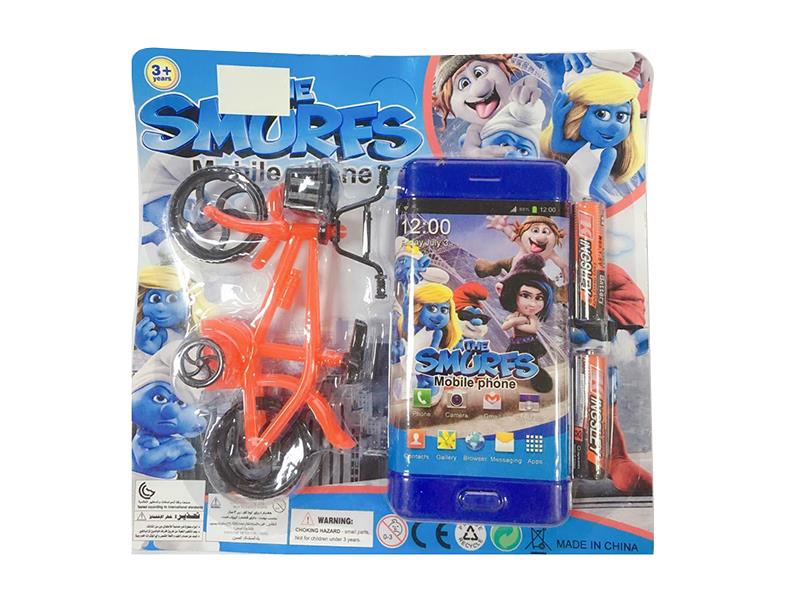 The Smurfs Mobile Phone + Bicycle Toy + Batteries