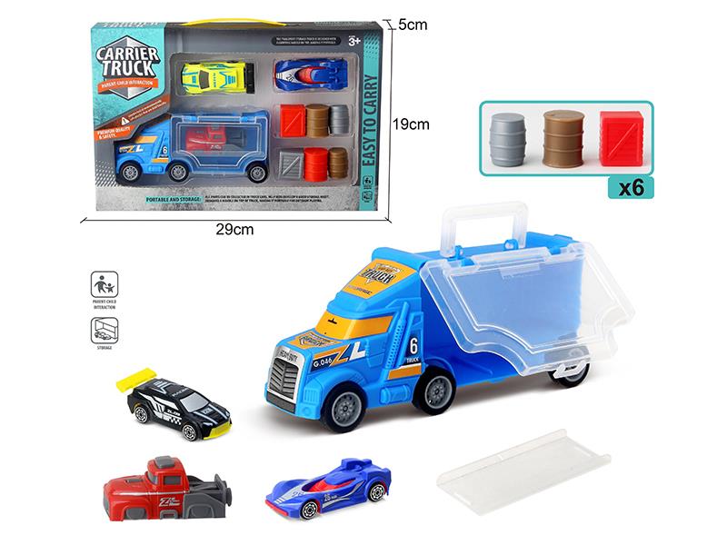 Slide Portable Storage Carrier Tuck + 2 Small Cars + 1 Launcher + 6 Accessories