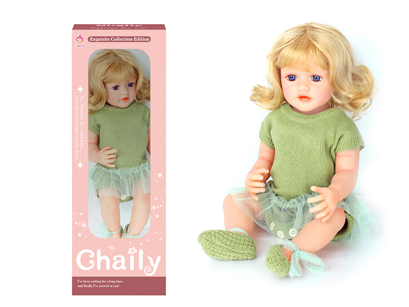 55CM Soft Glue Reborn Baby Doll(Machine Hair Transplant)With Diaper, Birth Card