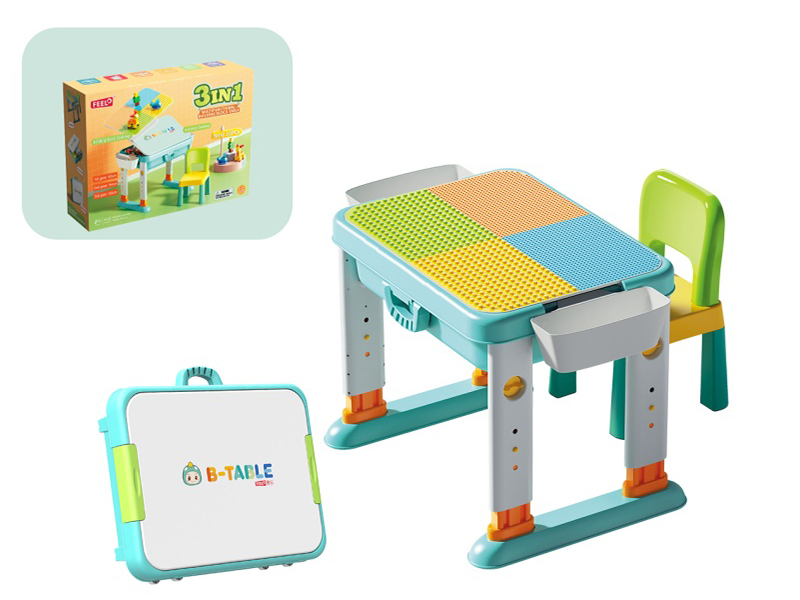 55p Large And Small Particles Lift Building Blocks Table + 1 Chair