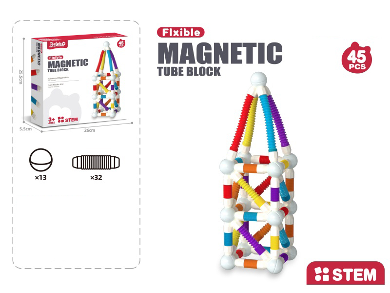 Children'S Educational Toy Telescopic Magnetic Bar (45Pcs)