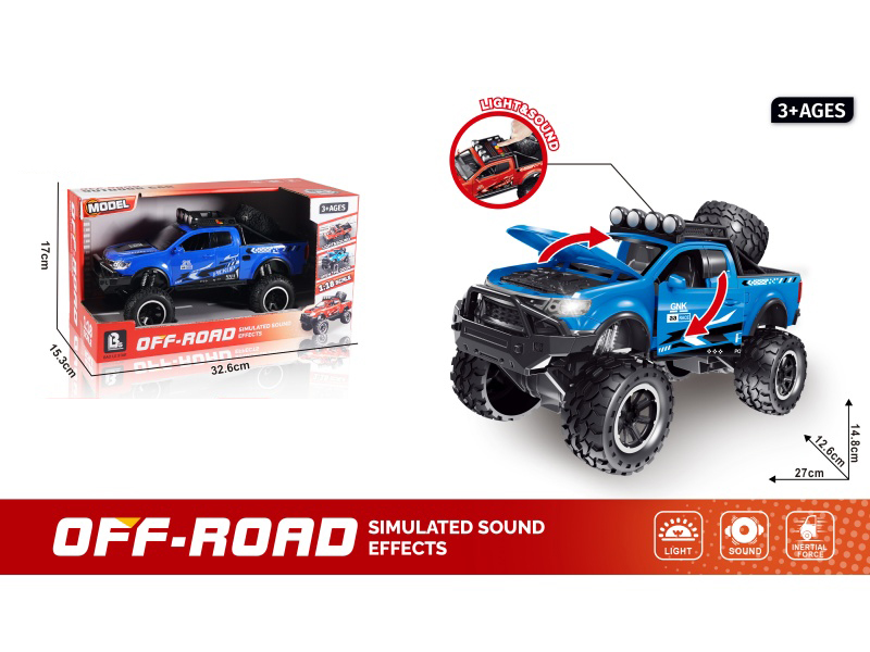 1:18 Sound And Light Inertial Door-Opening Off-Road Vehicle - Blue (Battery Not Included :3*Aaa)