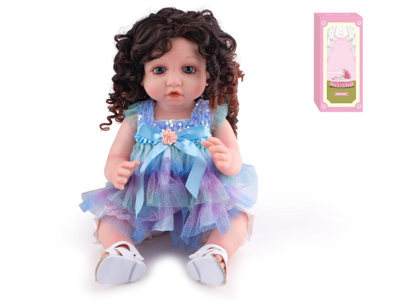 55cm Soft Plastic Reborn Doll(Wig Sheath) With Feeding-Bottle, Magnetic Pacifier, Diaper, Birth Card