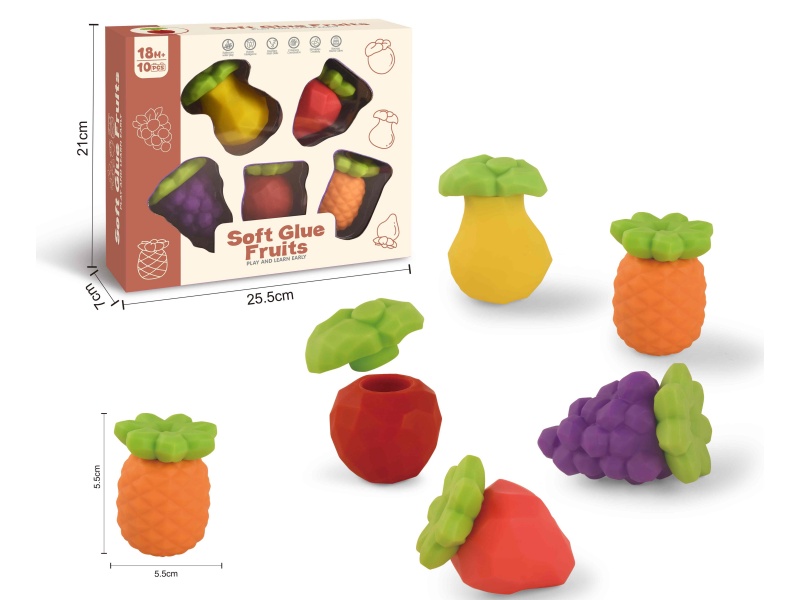 Soft Glue Fruits Toys 10pcs