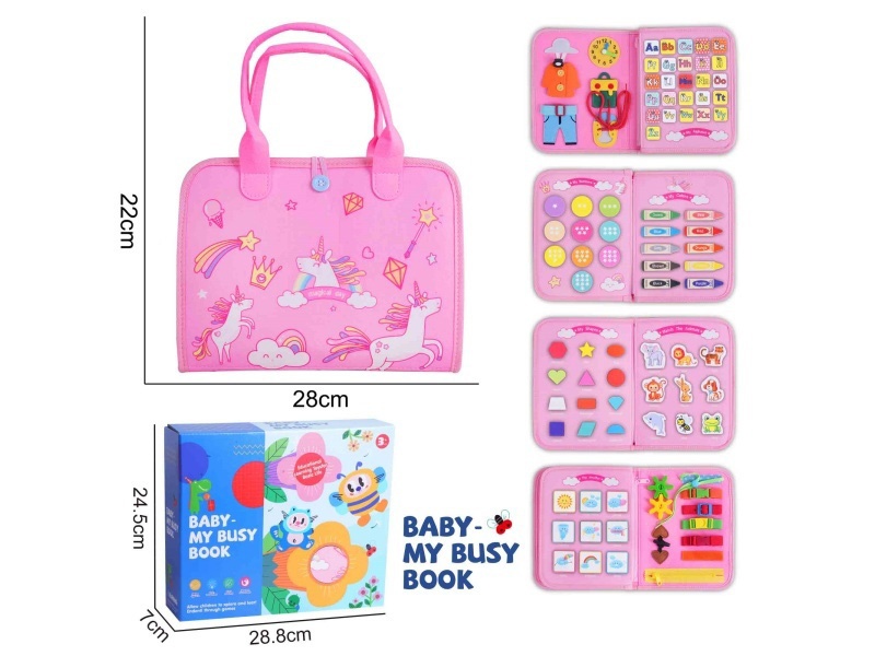 Montessori Early Childhood Education And Intelligence - 5-Page Pink Felt Unicorn Busy Edition