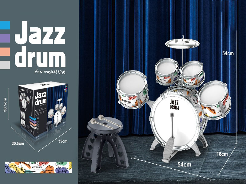 5 Drums, 1 Cymbal, Electroplated Sb Hoop + Stool