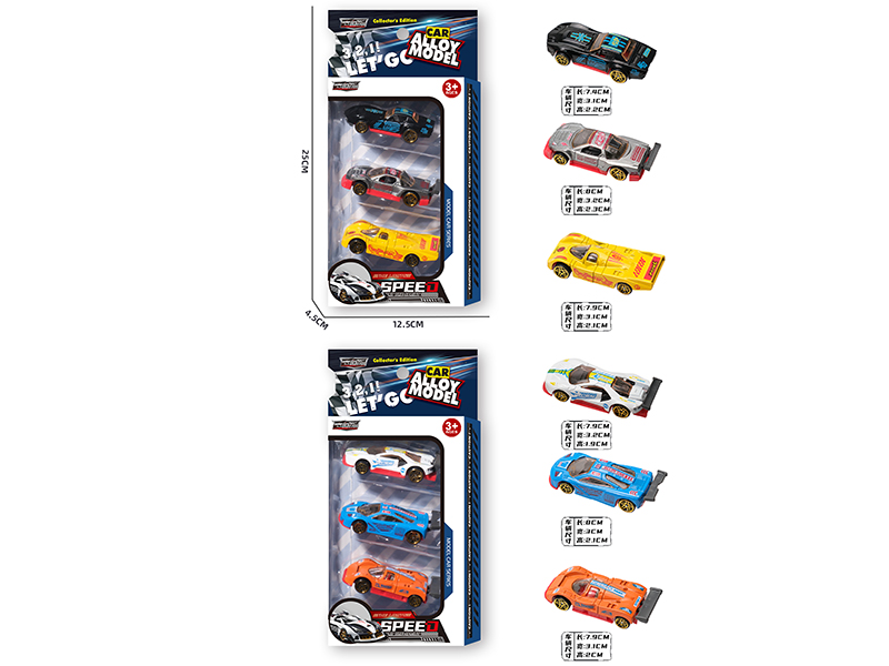 1:64 Slide Alloy Racing Cars 3pcs