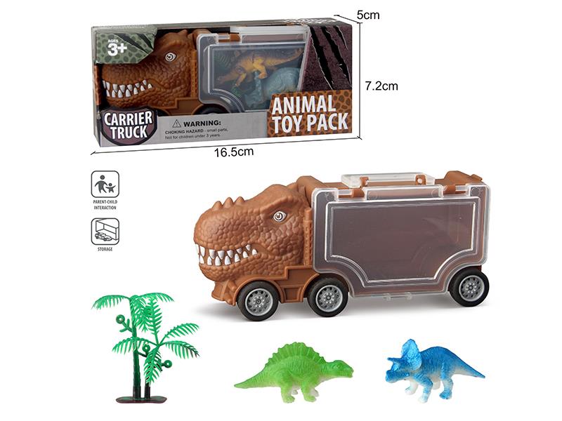 Slide Tyrannosaurus Rex Storage Car + 2 Dinosaurs,1 Tree