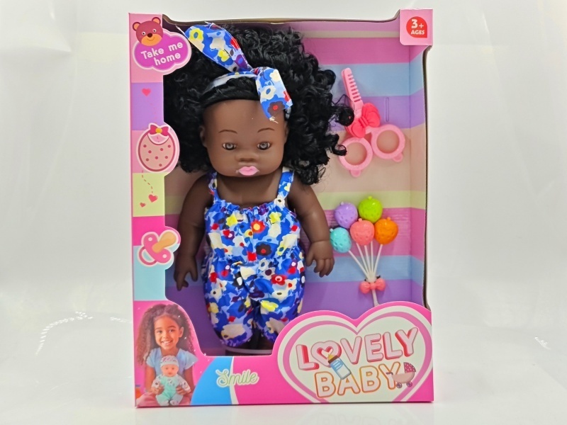 Vinyl black doll, newborn doll, 14-inch doll, simulation doll