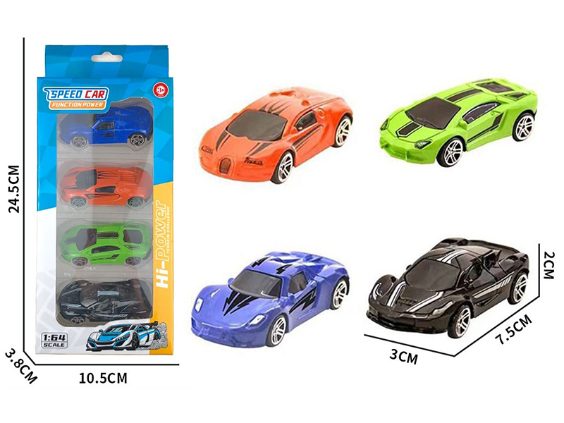 1:64 Pull Back Alloy Cars 4pcs