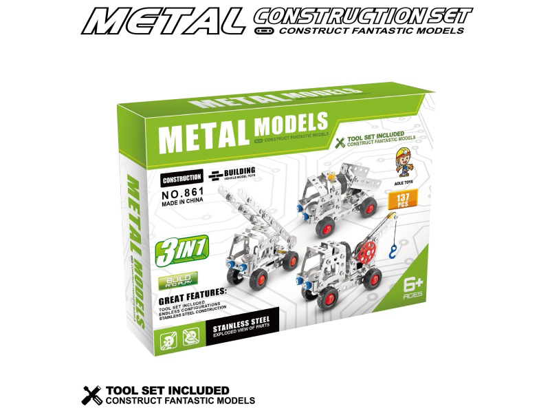 Metal Building Blocks - 137 Pieces In A 3-In-1 Truck