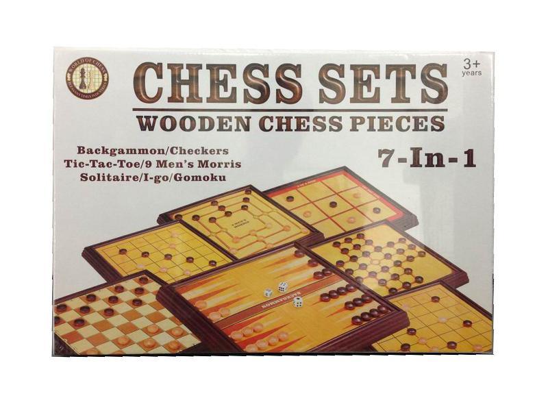 (7 In 1)Wooden game chess set
