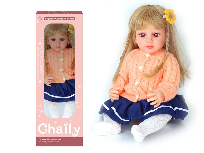 55CM Soft Glue High Simulation Baby Doll(Wig Sheath)With Diaper, Birth Card