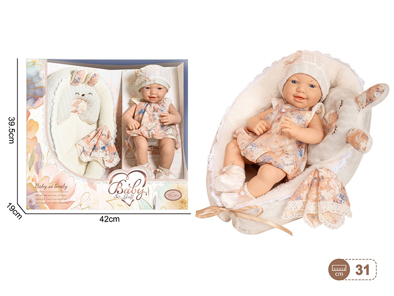 12-Inch Newborn Doll With Sleep Basket, Blanket, Pillow
