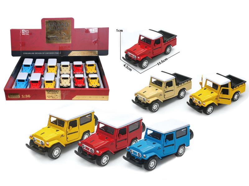1:36 Huili Alloy Car Model - Retro Pickup Toyota (2 Models Mixed Pack, 12 Pieces Per Box)