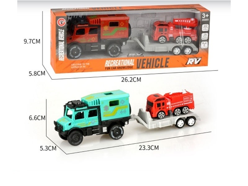 A Small Inertial Double-Row Unimoc Ambulance Towing A Sliding Fire Engine