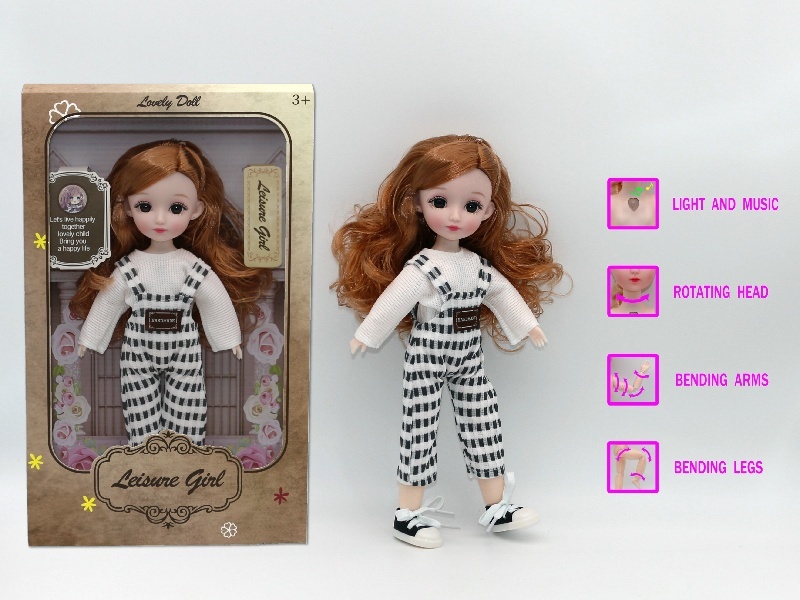 12-Inch 3D Simulation Eye 15-Joint Real-Life Music And Light Barbie Doll