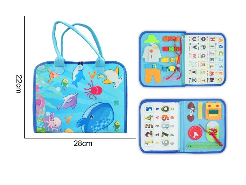 Montessori Early Childhood Education And Intelligence Development - Felt Blue 3 Pages Light Blue Ocean World With Velcro