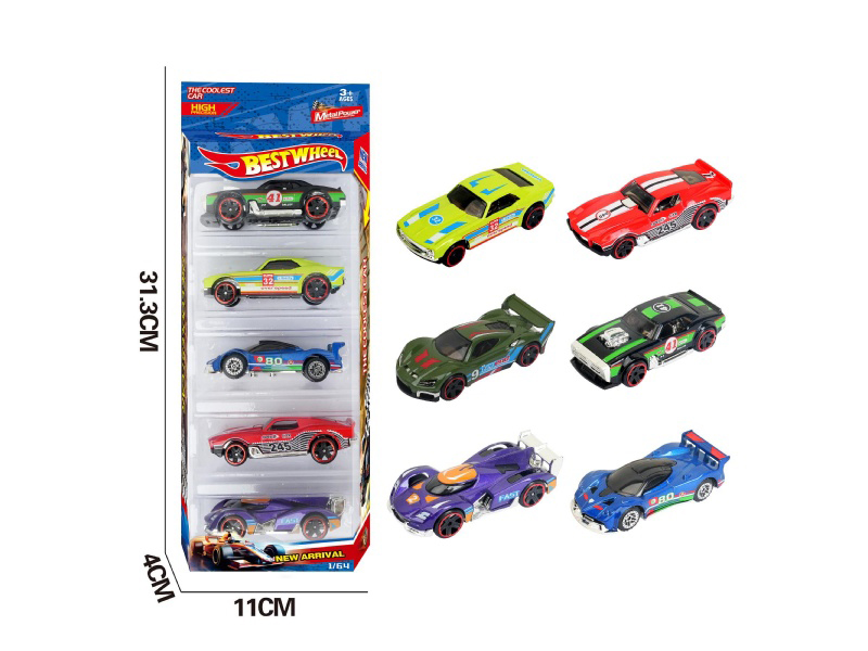 6-Piece 1:64 Racing Car, Sports Car Alloy Model 5-Pack