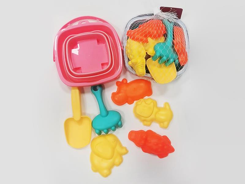 Wild Animals Sand Molds Folding Sand Bucket Set 7pcs