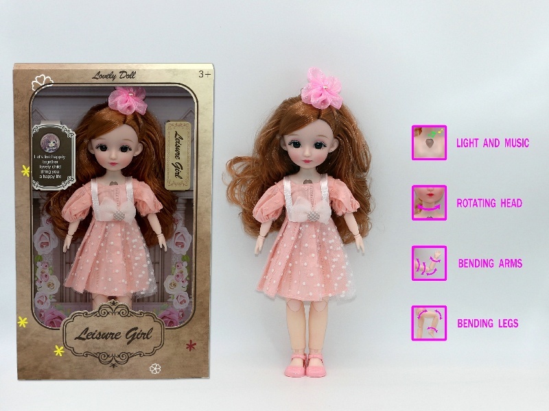 12-Inch 3D Simulation Eye 15-Joint Real-Life Music And Light Barbie Doll