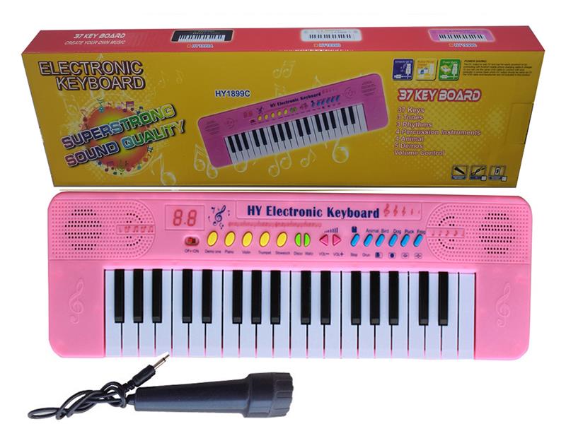 37 Keys Single Speaker Electronic Organ(Pink, With Microphone)