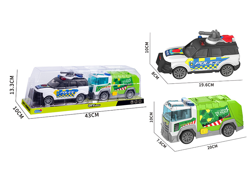 Friction Car With Sound And Light 2PCS