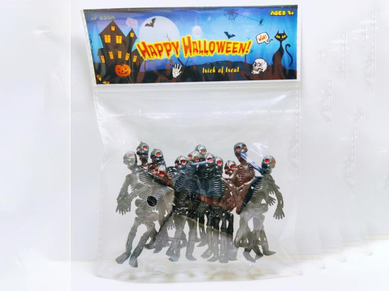 12 Pieces Of Halloween Colored Pointed-Eye Skeleton Figures