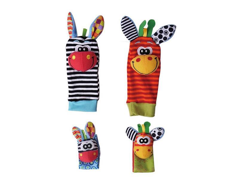 Baby Toys Plush Donkey Wrist Strap Socks 4pcs