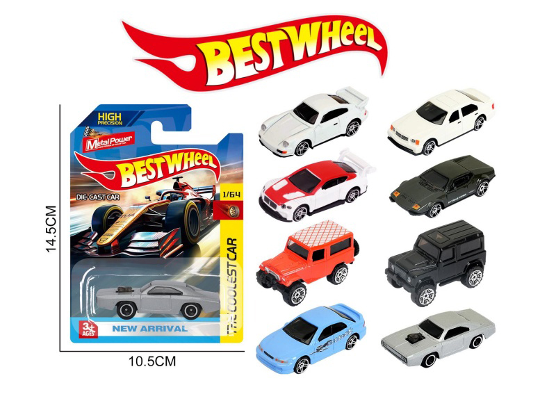8-Piece 1:64 Alloy Racing Car, Muscle Car, Off-Road Vehicle, Sports Car Model Set