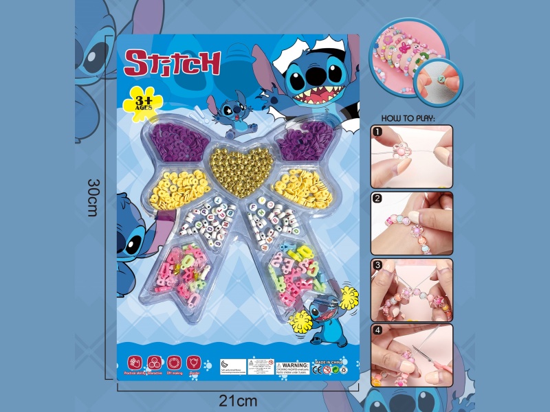 Stitch Diy Beaded Jewelry Bow With Multiple Colored Beaded Ribbons And 2 Threads