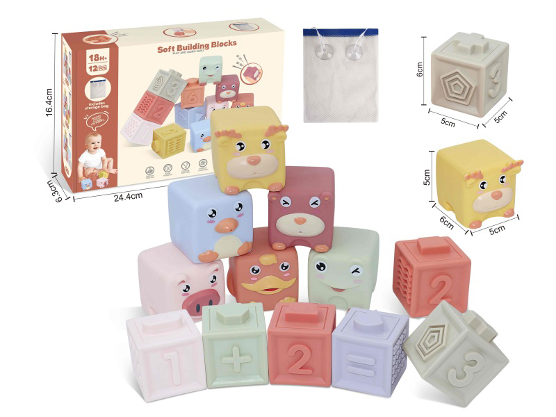 Animal & Numbers Soft Building Blocks(Includes Storage Bag) 13pcs