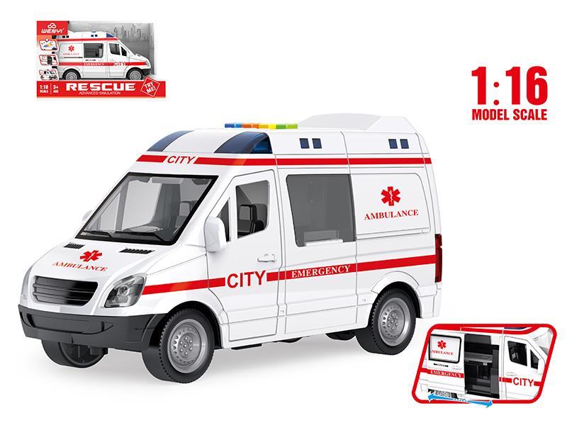 Friction Ambulance(With Light And Sound, Can Open The Door)