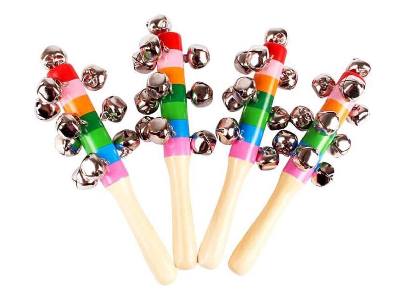 Wooden Rainbow Hand-Cranked Bell Musical Instrument