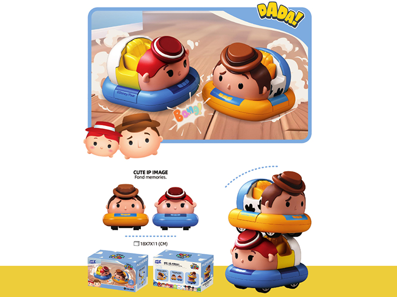 Disney Tsum Tsum Toy Story Series Woody&Jessie Assembly Double Pull Back Bumper Cars